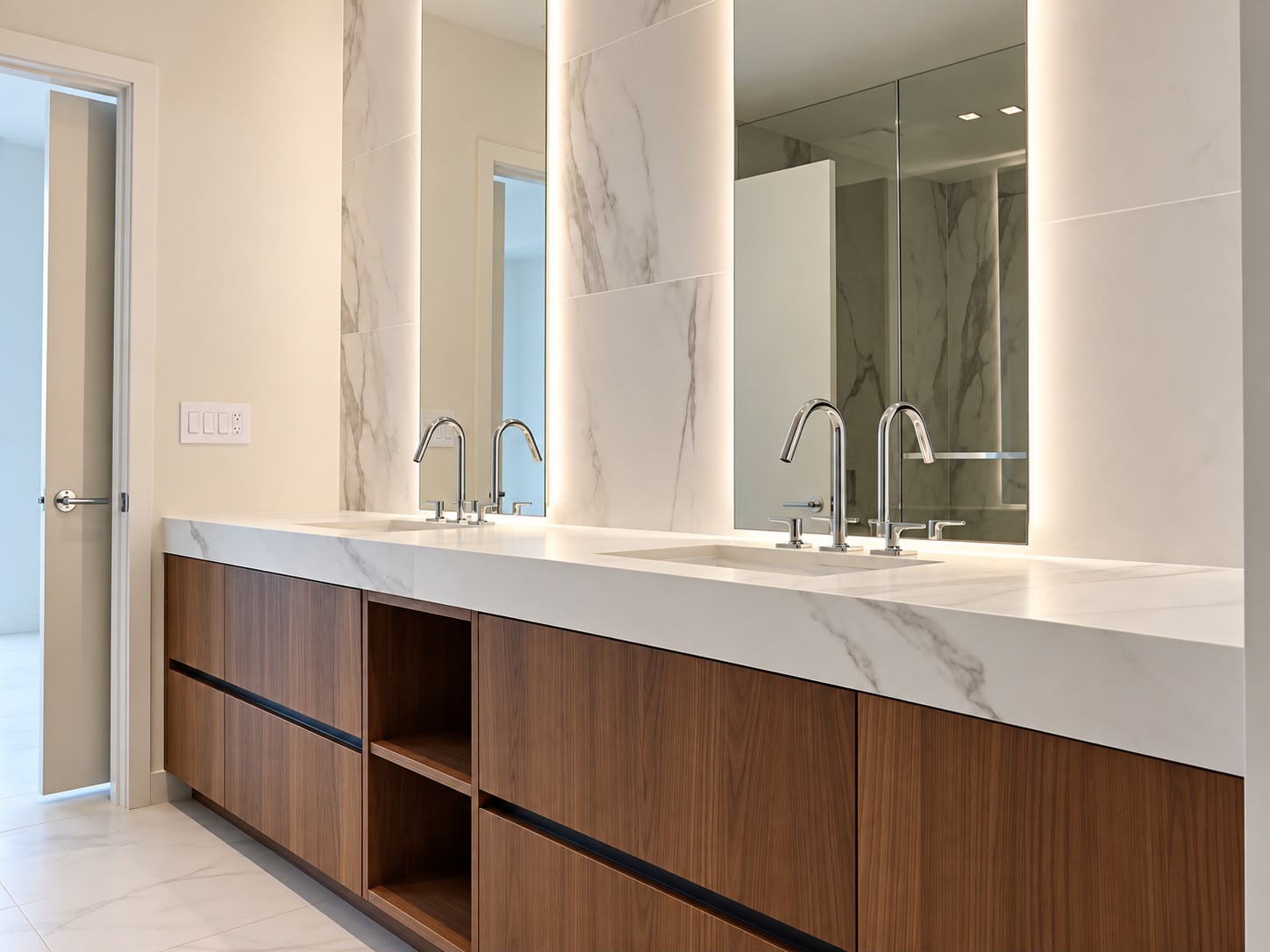 Marble double vanity detail