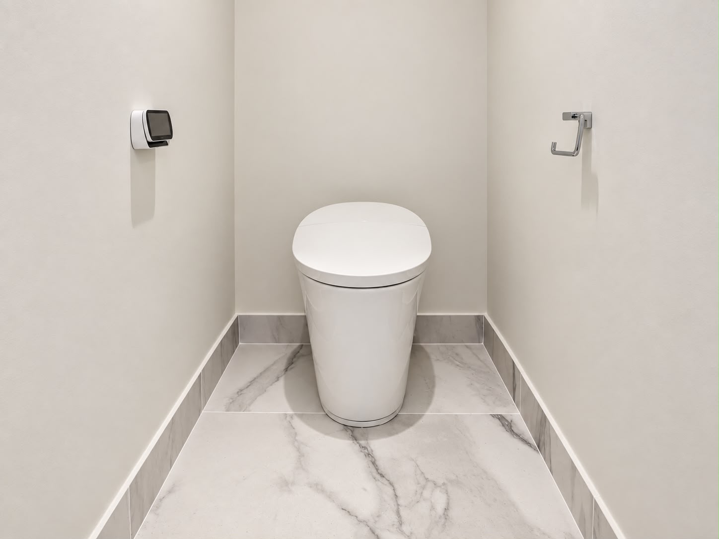 Powder room with marble floor