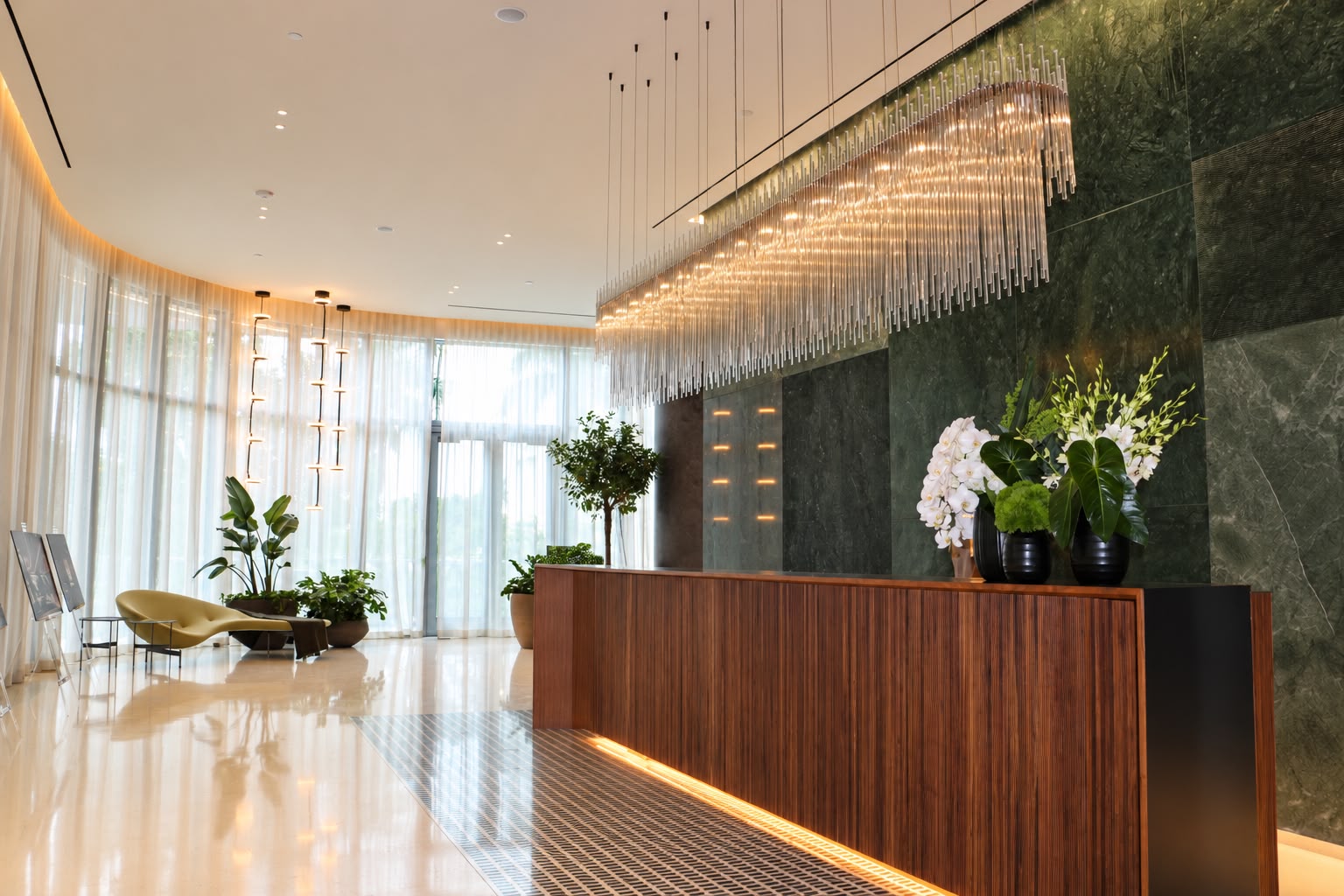 The Casa Bella lobby with curated Italian art