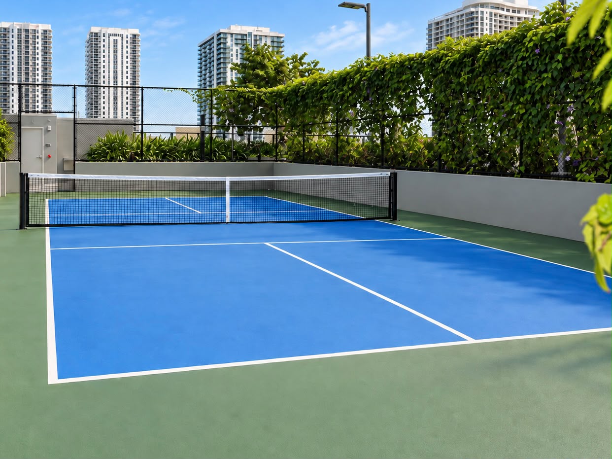 The pickleball court at Casa Bella Residences