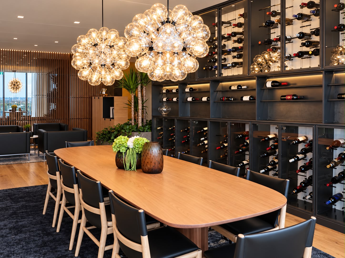 The private wine room at Casa Bella Residences