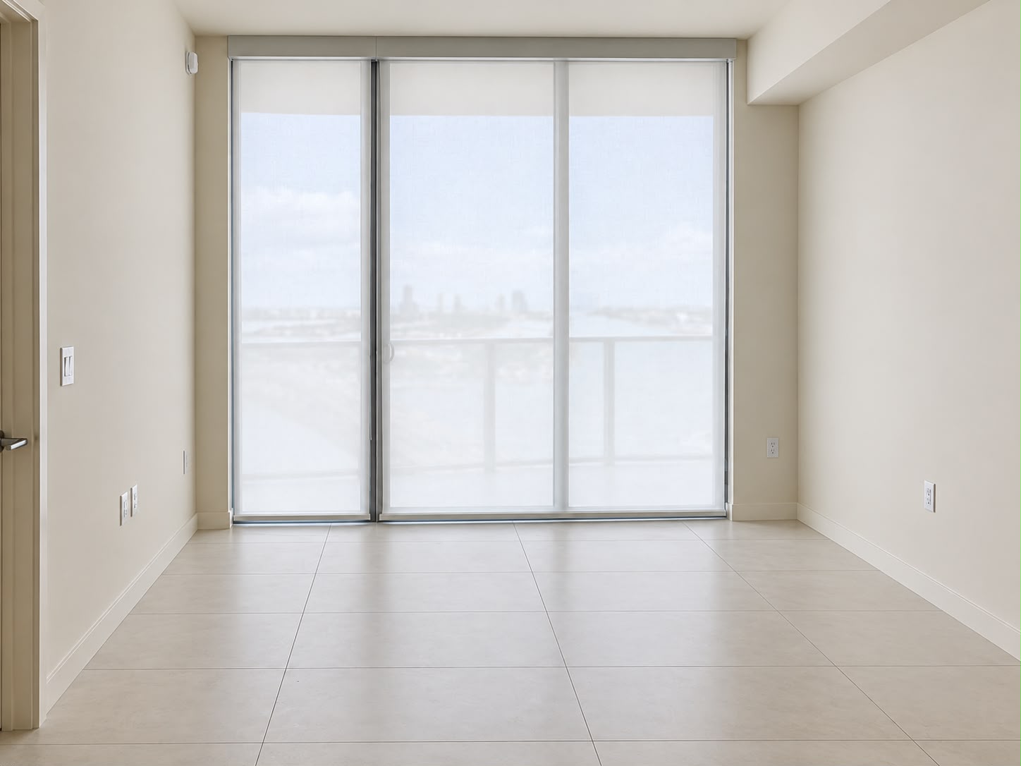 Light-flooded room with sliding glass doors