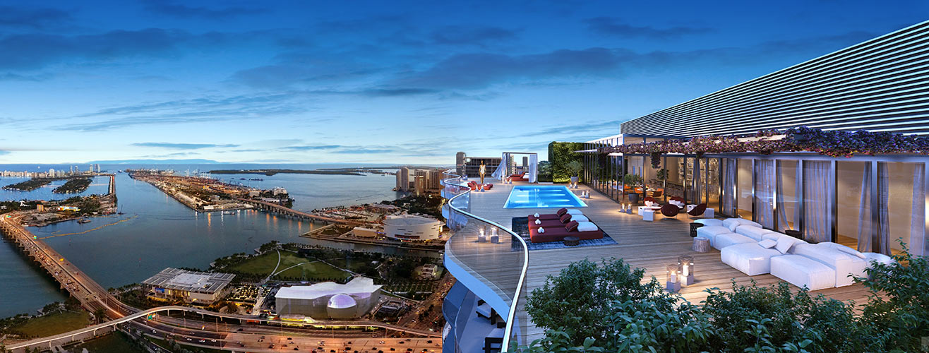 The 55th-floor sky pool terrace and observatory at Casa Bella